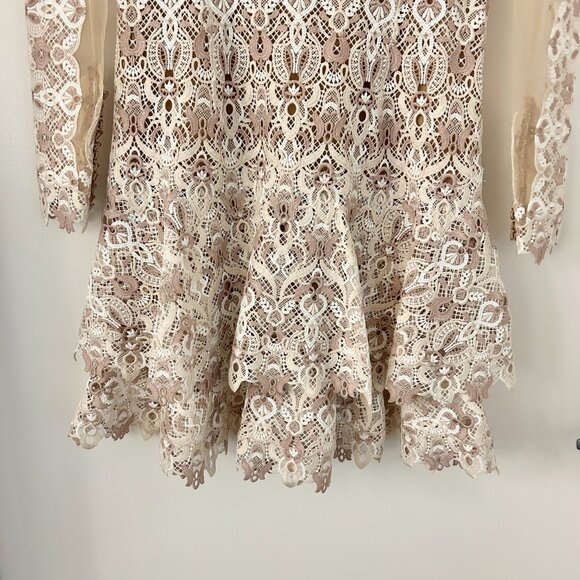 Jonathan Simkhai Natural Tulle-paneled Guipure Lace Mini Dress Nude Combo 6  NWT - Picture 9 of 16